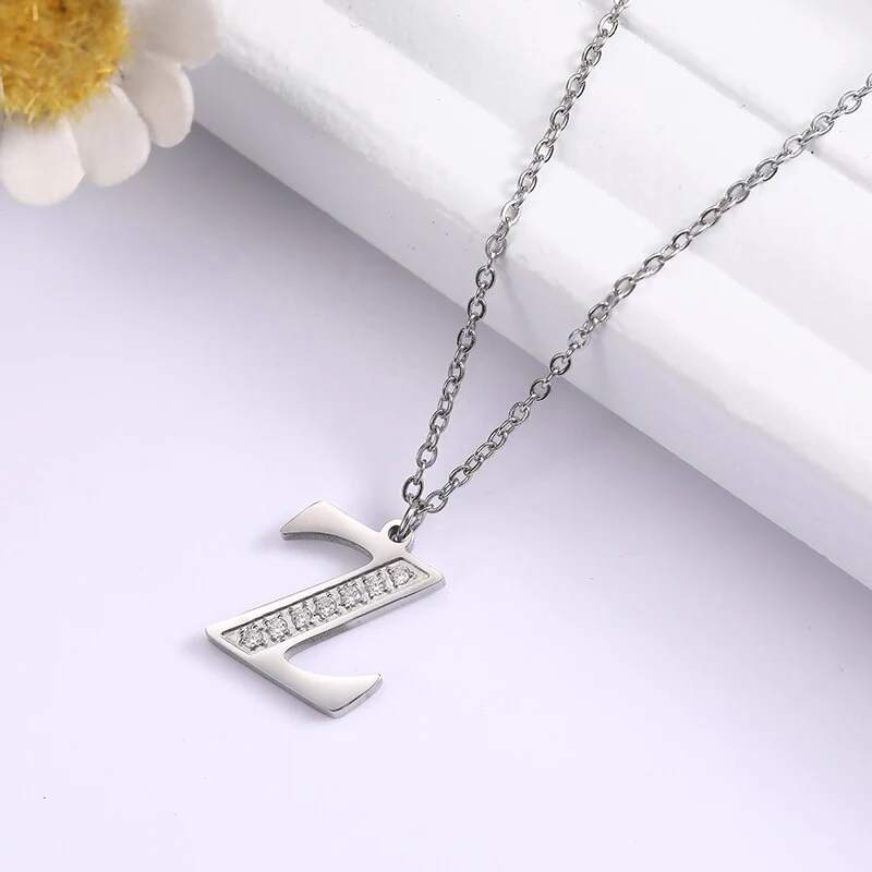 Crystal Accent Letter Satellite Necklace - Image 87