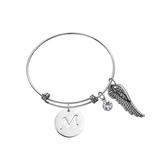 Custom Initial Guardian Angel's Wing Bracelet - Image 3