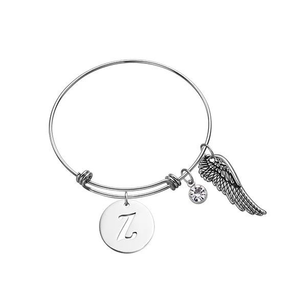 Custom Initial Guardian Angel's Wing Bracelet - Image 8