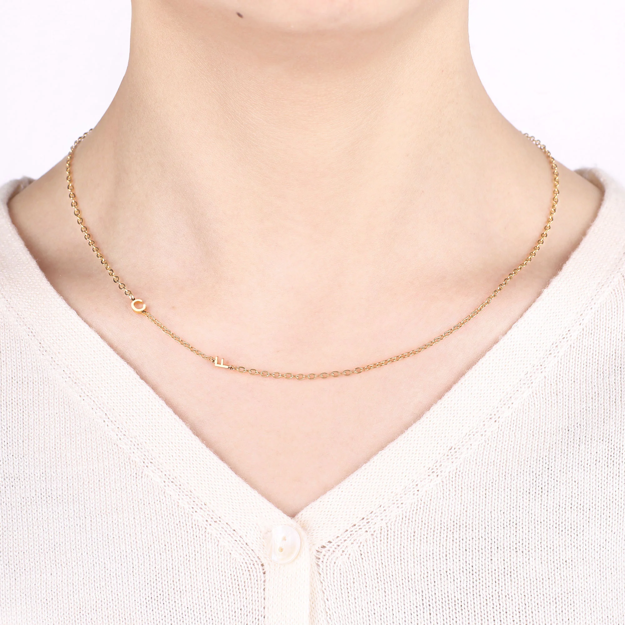 Sideways Initials Necklace - Image 3