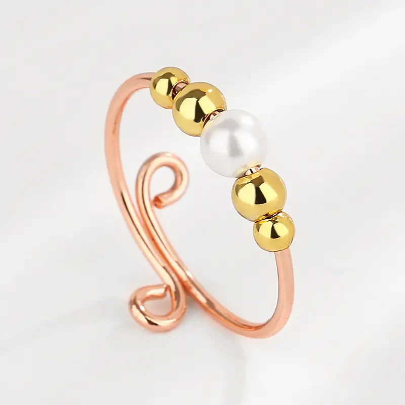 Dainty Adjustable Opal Fidget Ring - Image 4
