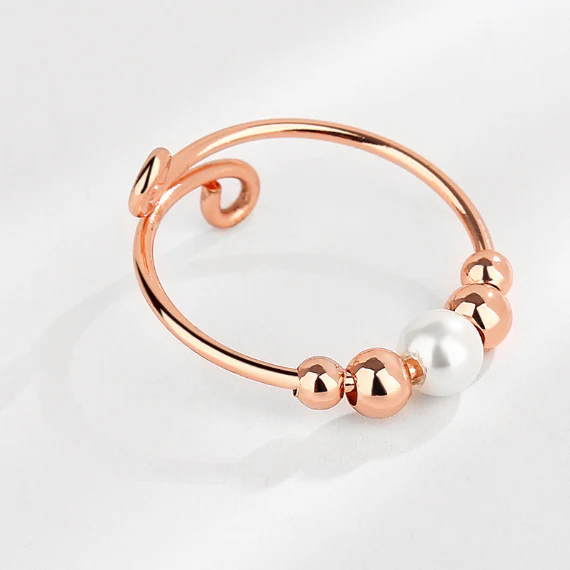 Dainty Adjustable Opal Fidget Ring - Image 5