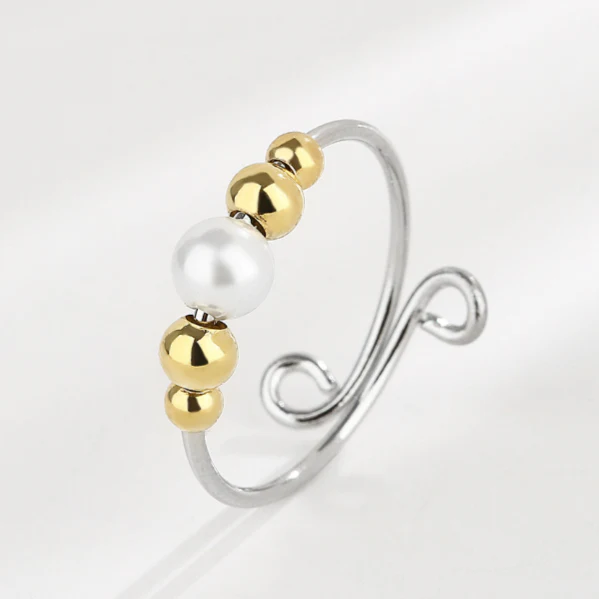 Dainty Adjustable Opal Fidget Ring - Image 7
