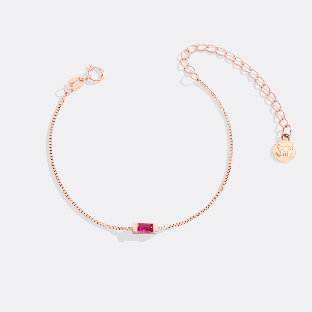 Dainty Baguette Birthstone Bracelet - Image 12