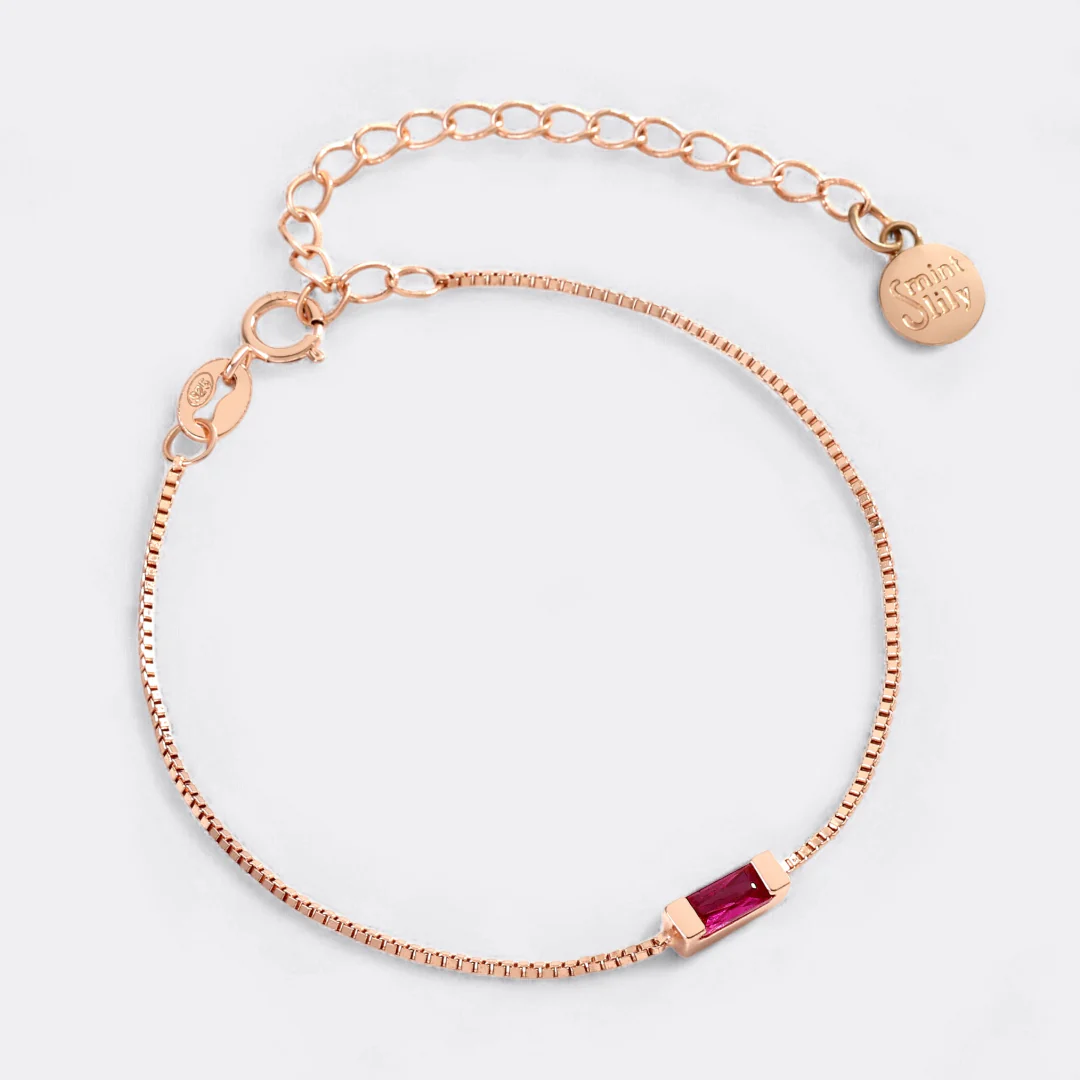 Dainty Baguette Birthstone Bracelet - Image 15
