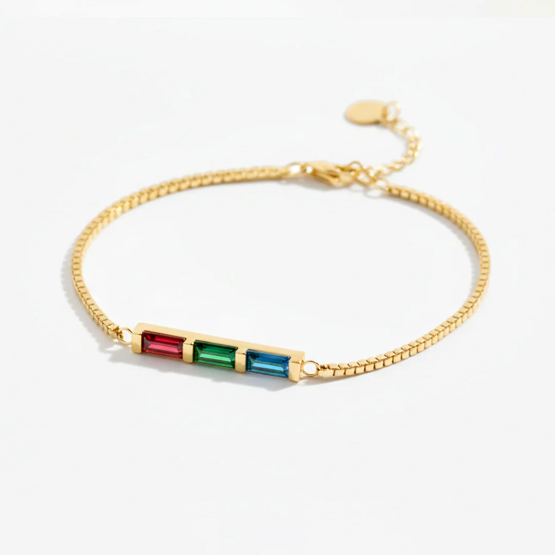 Dainty Baguette Birthstone Bracelet - Image 29