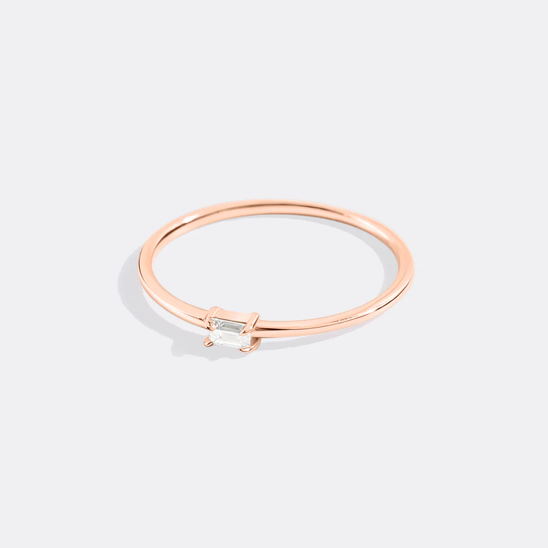 Dainty Baguette Birthstone Stacking Ring - Image 10