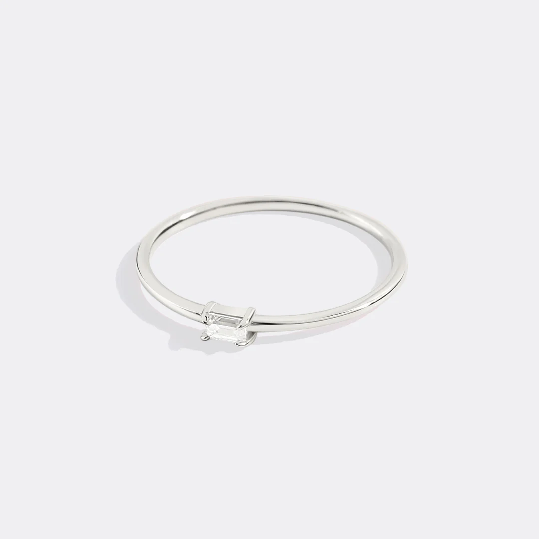 Dainty Baguette Birthstone Stacking Ring - Image 12