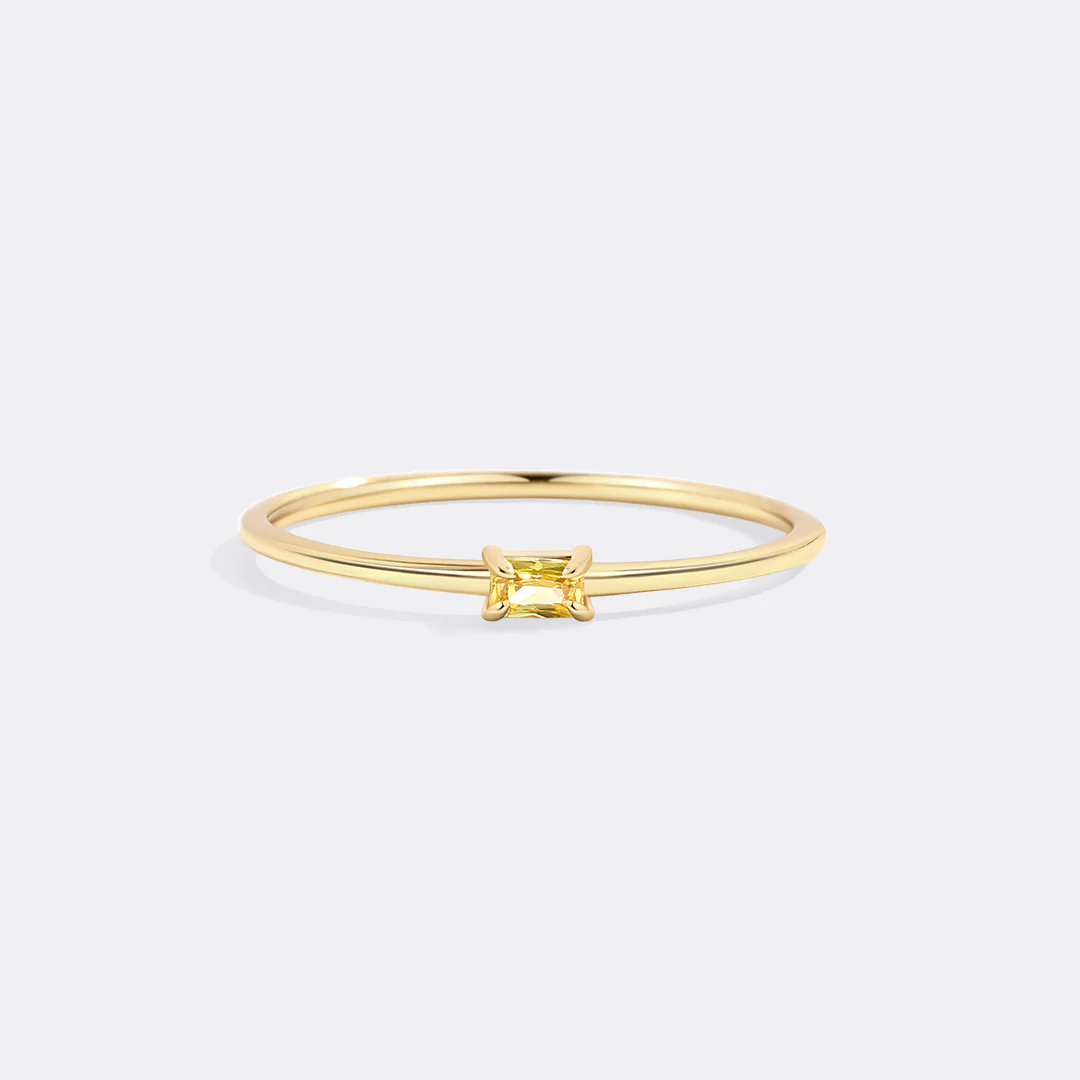 Dainty Baguette Birthstone Stacking Ring - Image 15