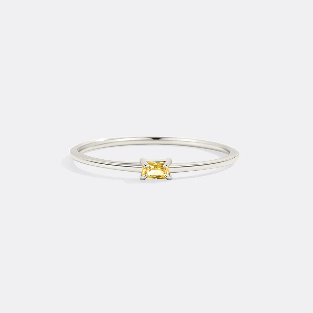 Dainty Baguette Birthstone Stacking Ring - Image 17