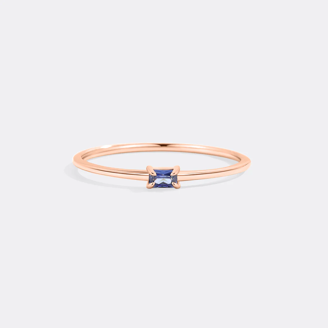 Dainty Baguette Birthstone Stacking Ring - Image 22