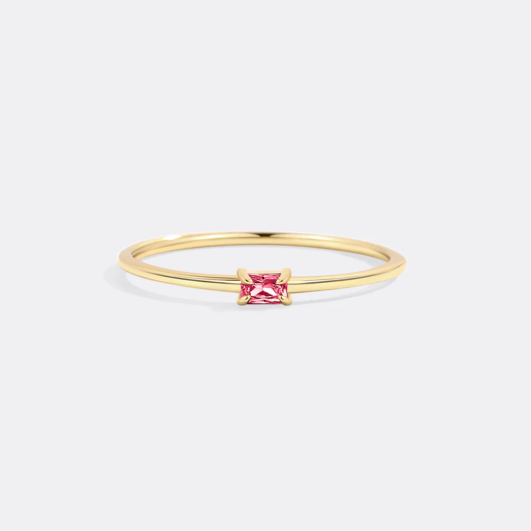 Dainty Baguette Birthstone Stacking Ring - Image 27