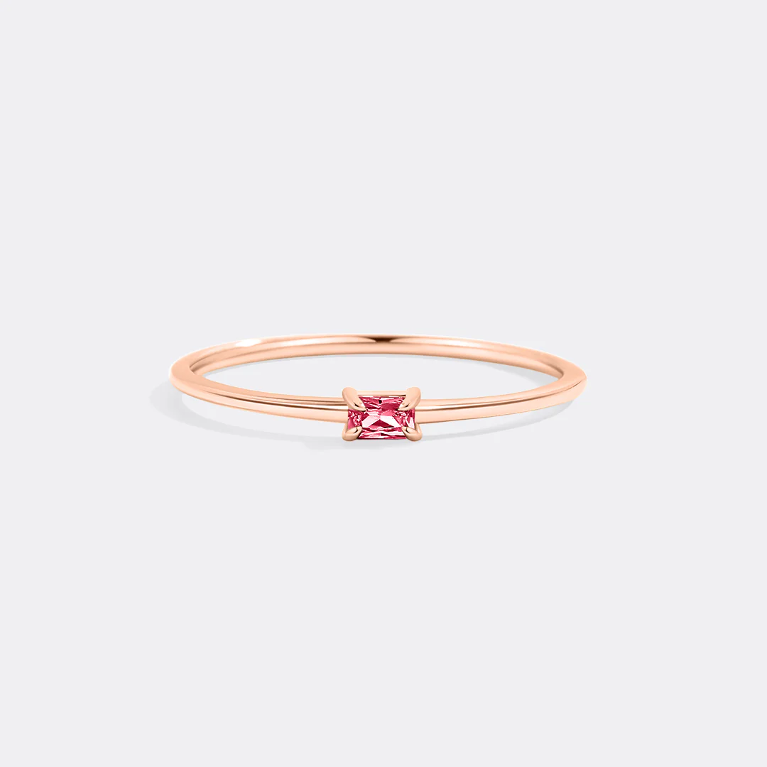 Dainty Baguette Birthstone Stacking Ring - Image 28