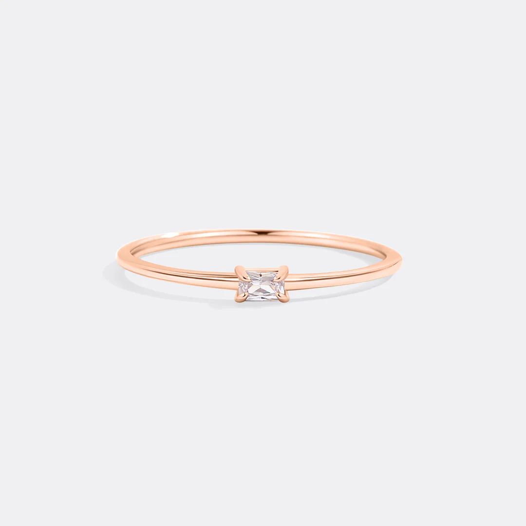 Dainty Baguette Birthstone Stacking Ring - Image 31