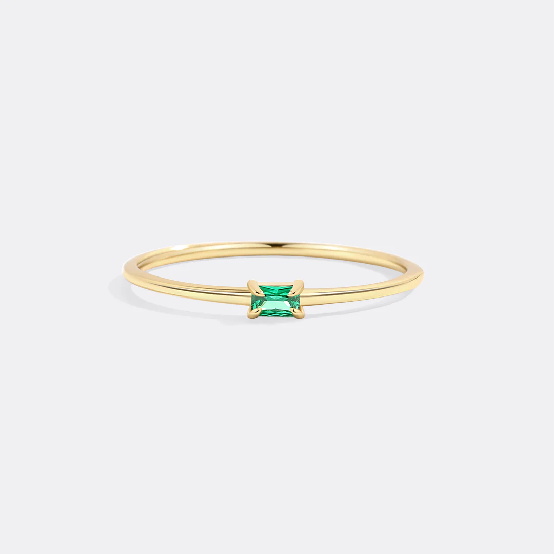 Dainty Baguette Birthstone Stacking Ring - Image 33