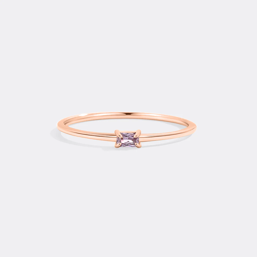 Dainty Baguette Birthstone Stacking Ring - Image 43