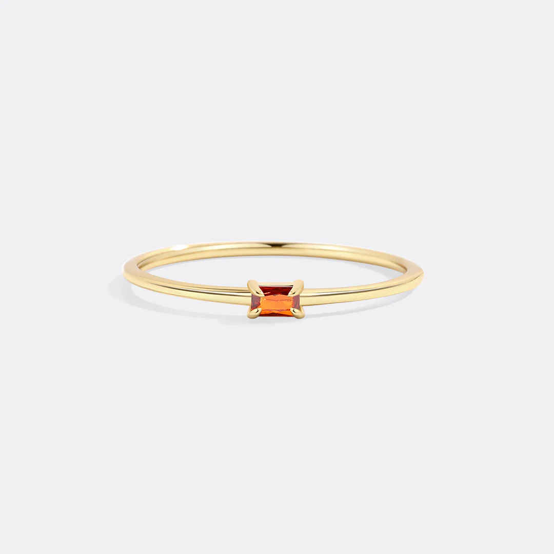 Dainty Baguette Birthstone Stacking Ring - Image 47