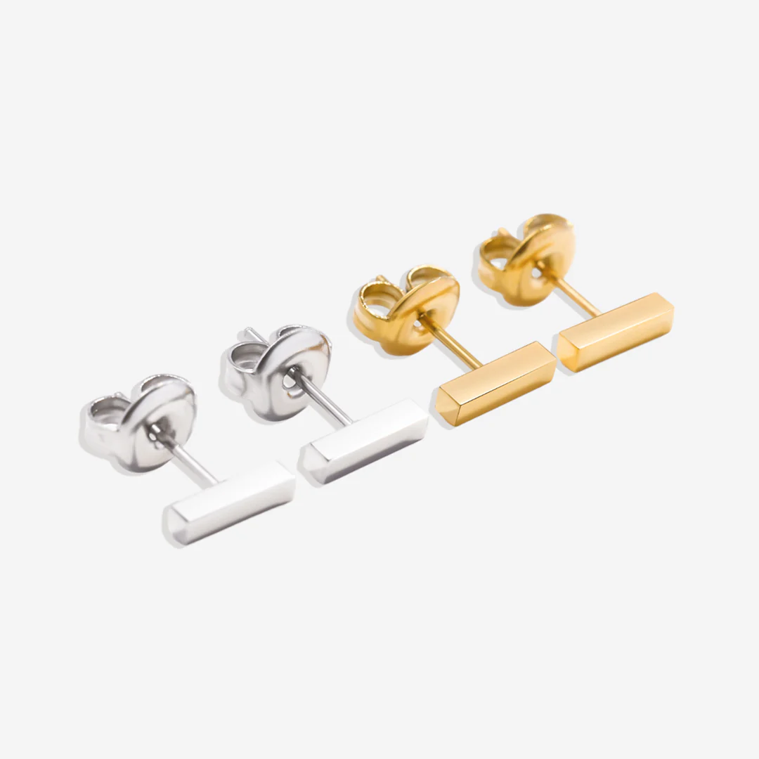 Dainty Bar Stud Earrings - Image 9