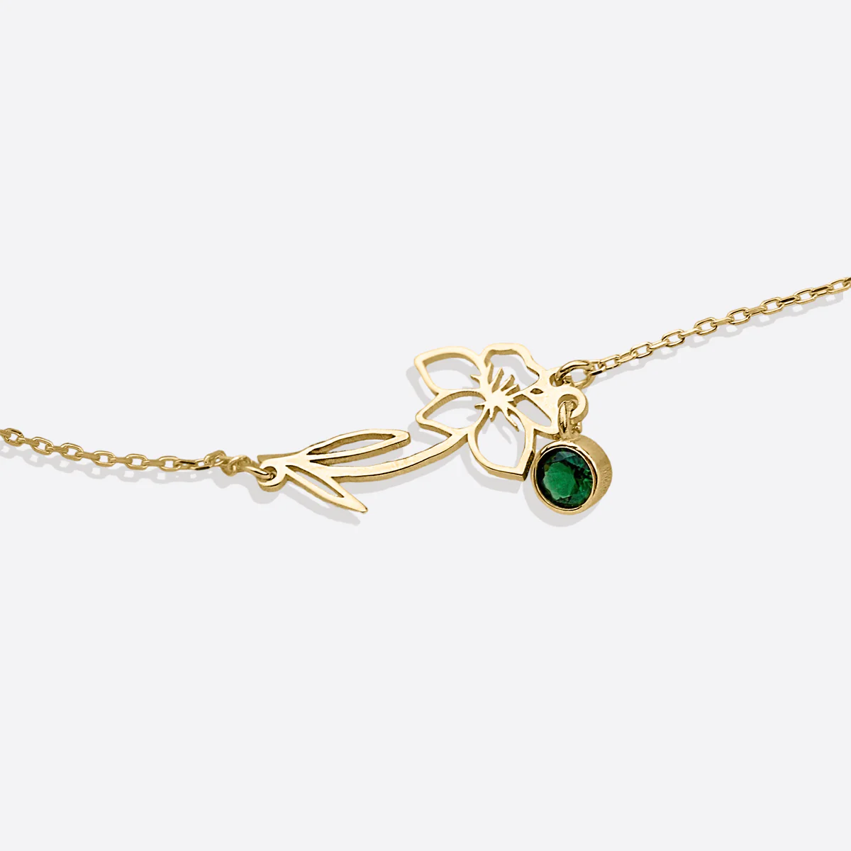 Dainty Birth Flower Bracelet with Birthstone Charm - Image 11