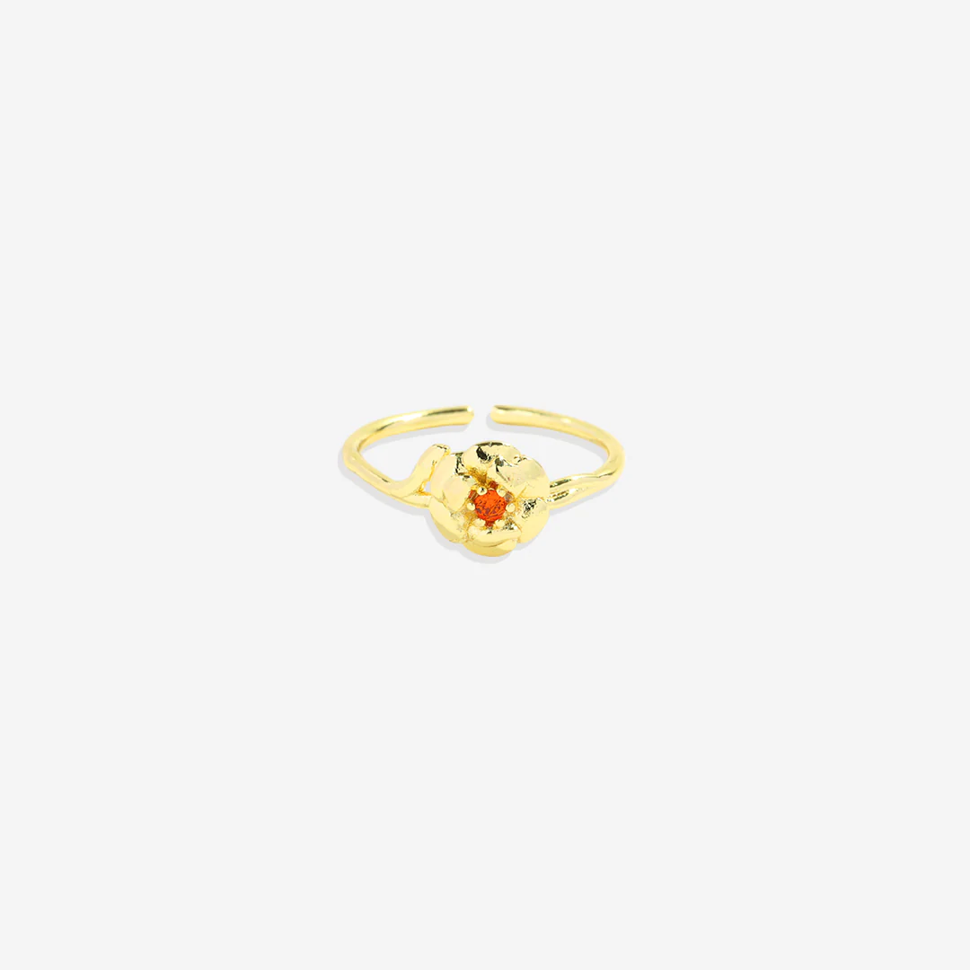 Dainty Gold Birth Flower Ring - Image 2