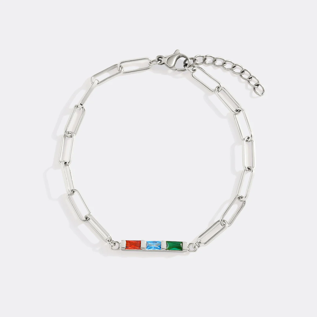 Dainty Birthstone Baguette Paperclip Bracelet - Image 6