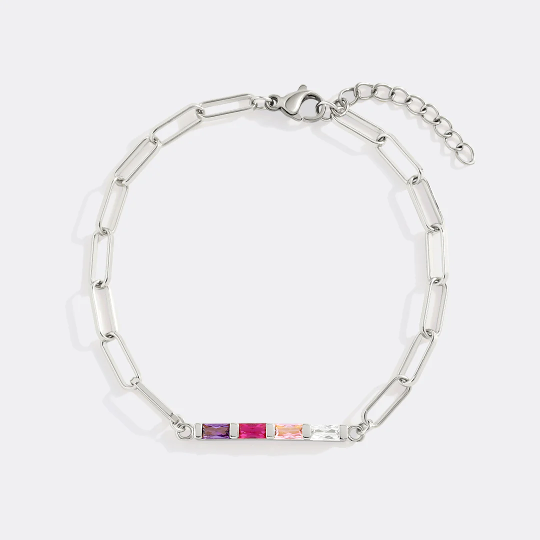 Dainty Birthstone Baguette Paperclip Bracelet - Image 8