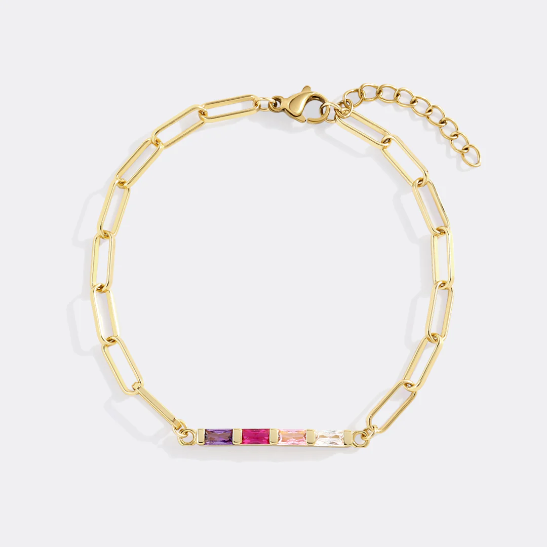 Dainty Birthstone Baguette Paperclip Bracelet - Image 9