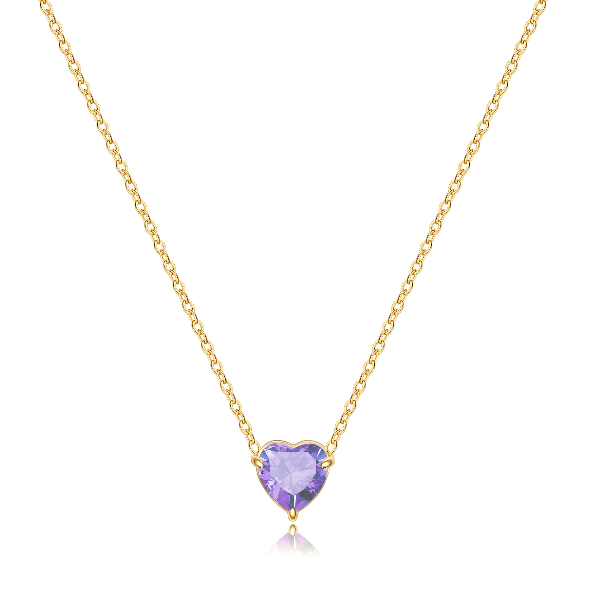 Dainty Birthstone Heart Necklace - Image 14