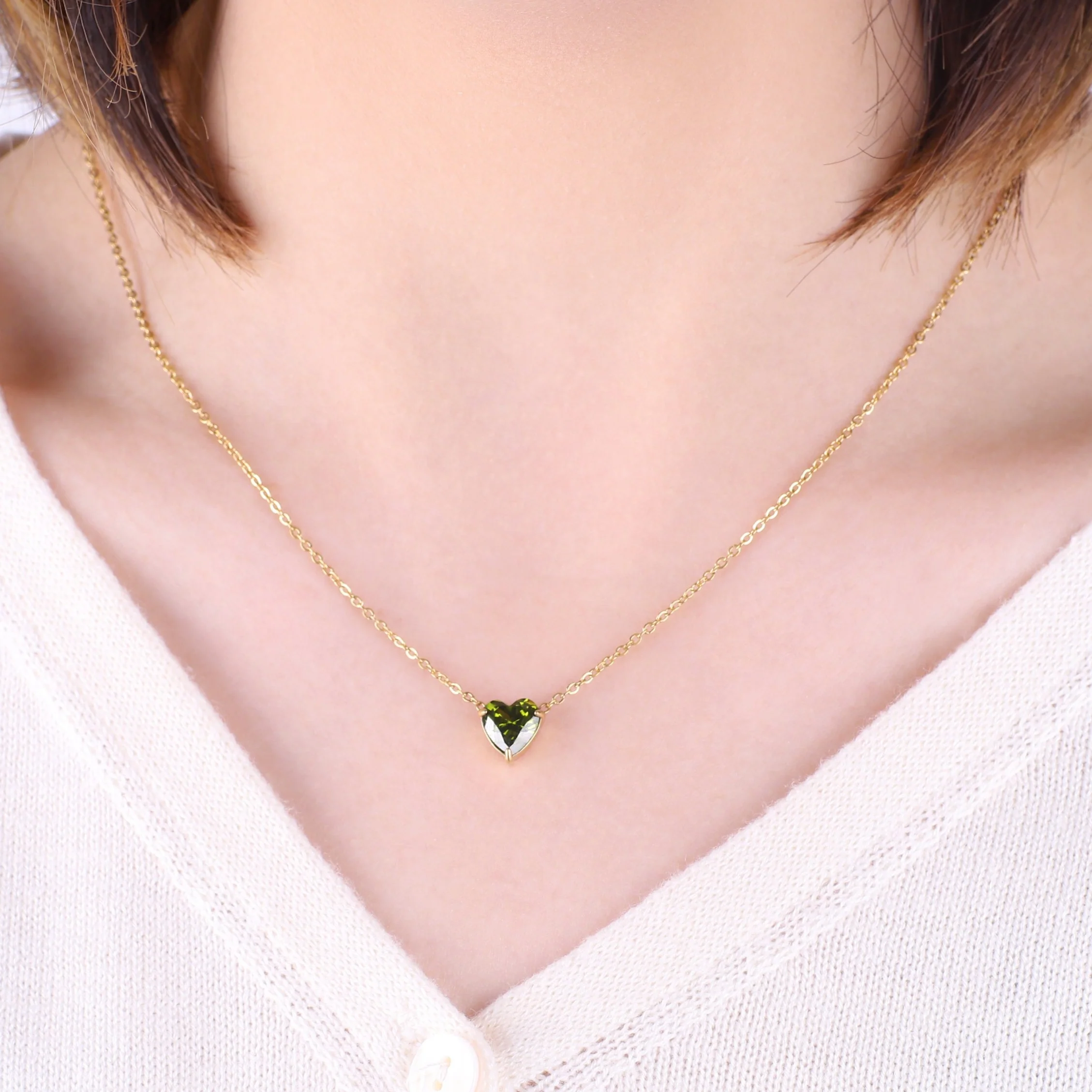 Dainty Birthstone Heart Necklace - Image 19