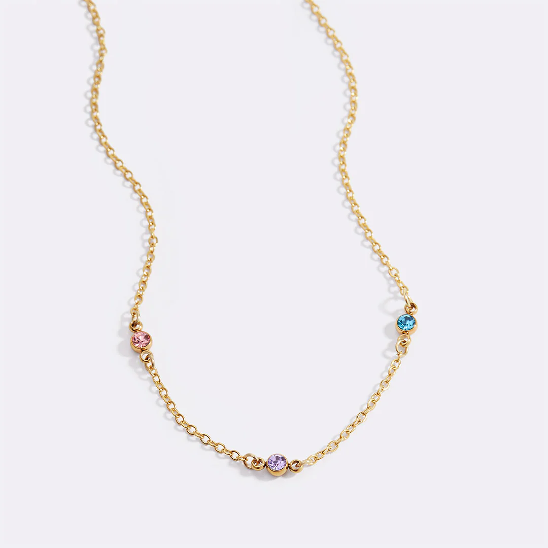 Dainty Birthstone Station Necklace - Image 2