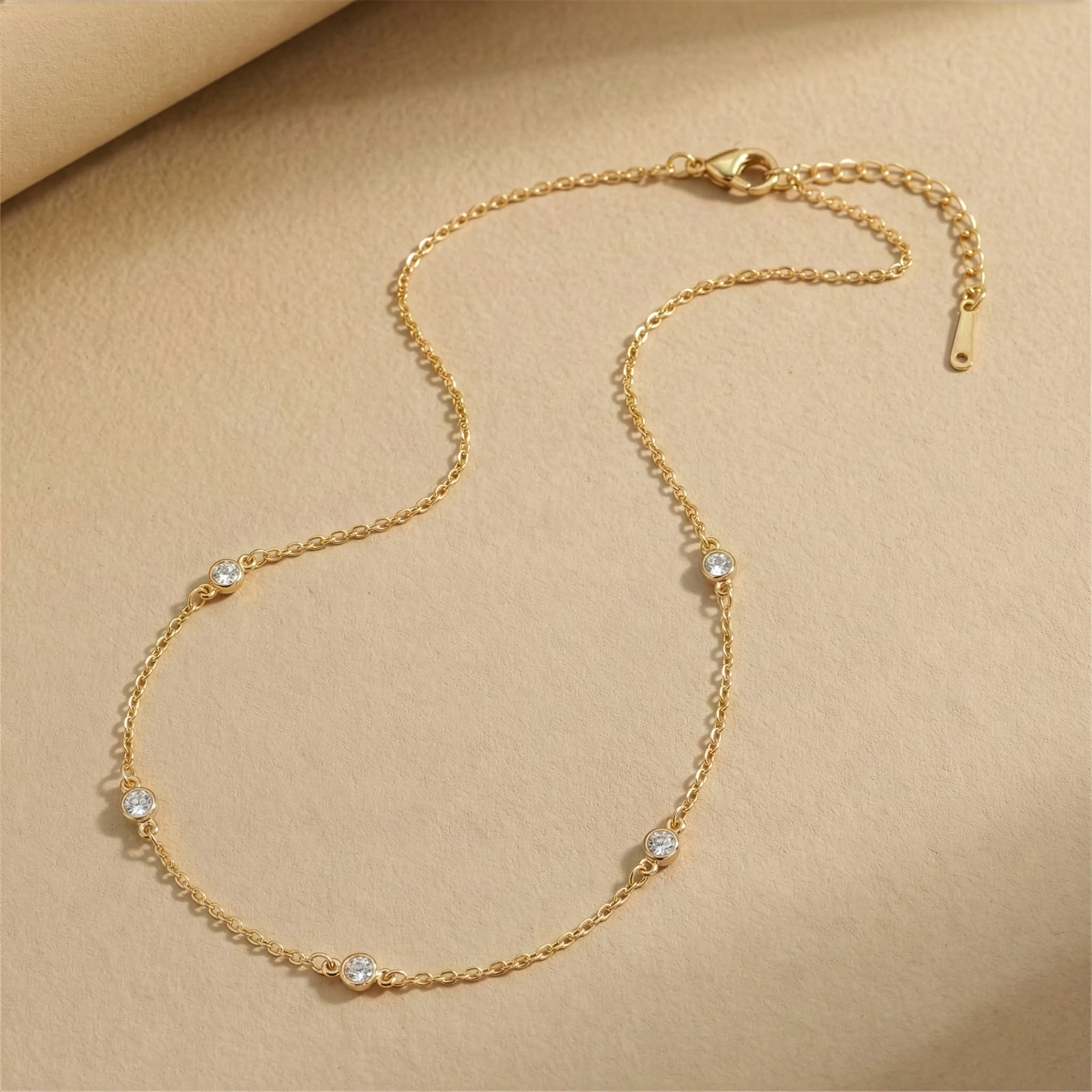 Dainty Crystal Station Necklace - Image 3