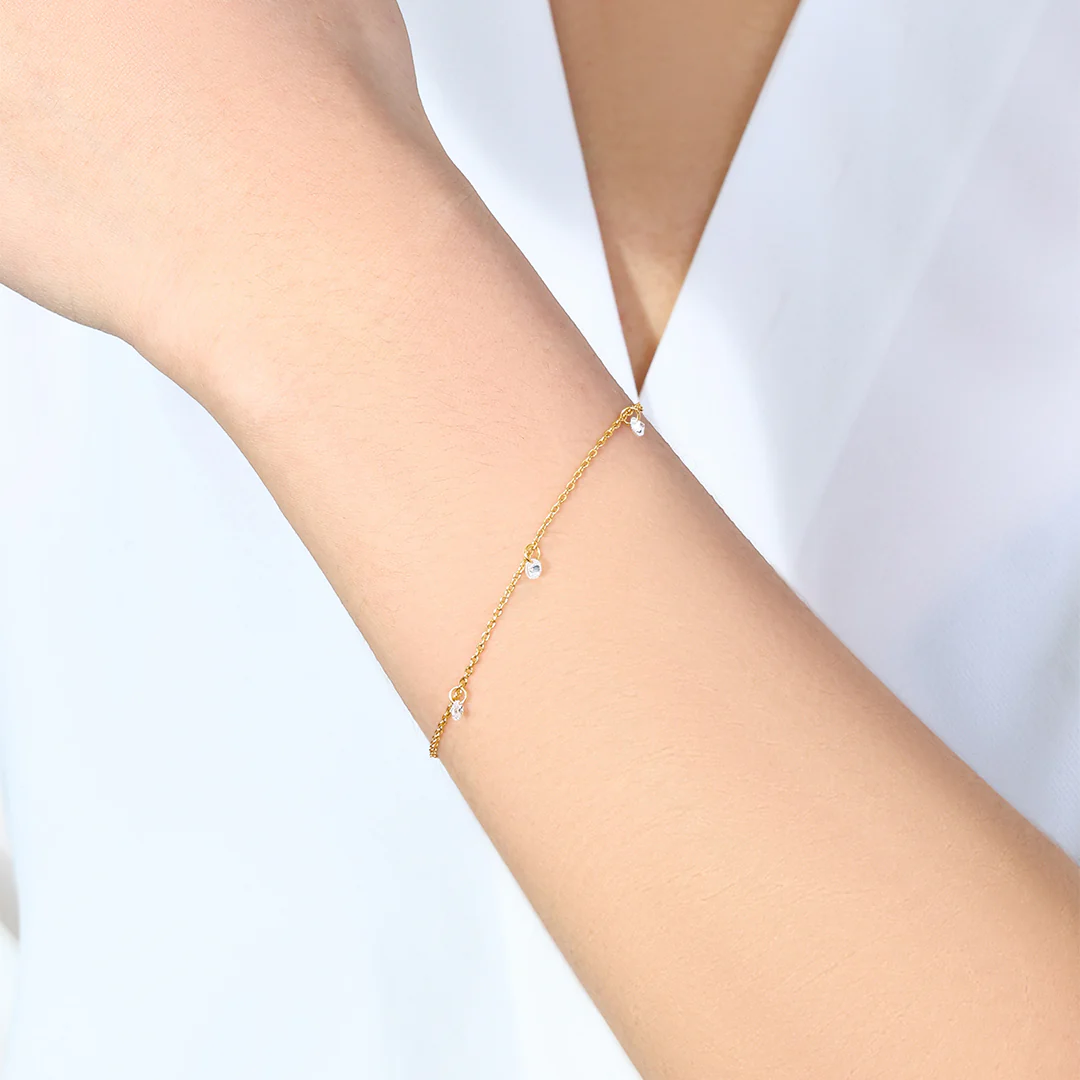 Dainty Diamond Station Bracelet - Image 3