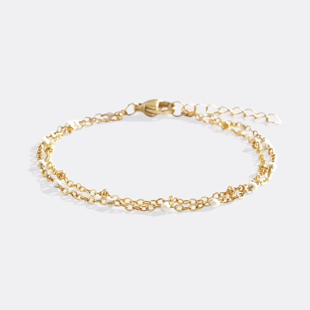 Dainty Double Chain Beaded Bracelet - Image 5