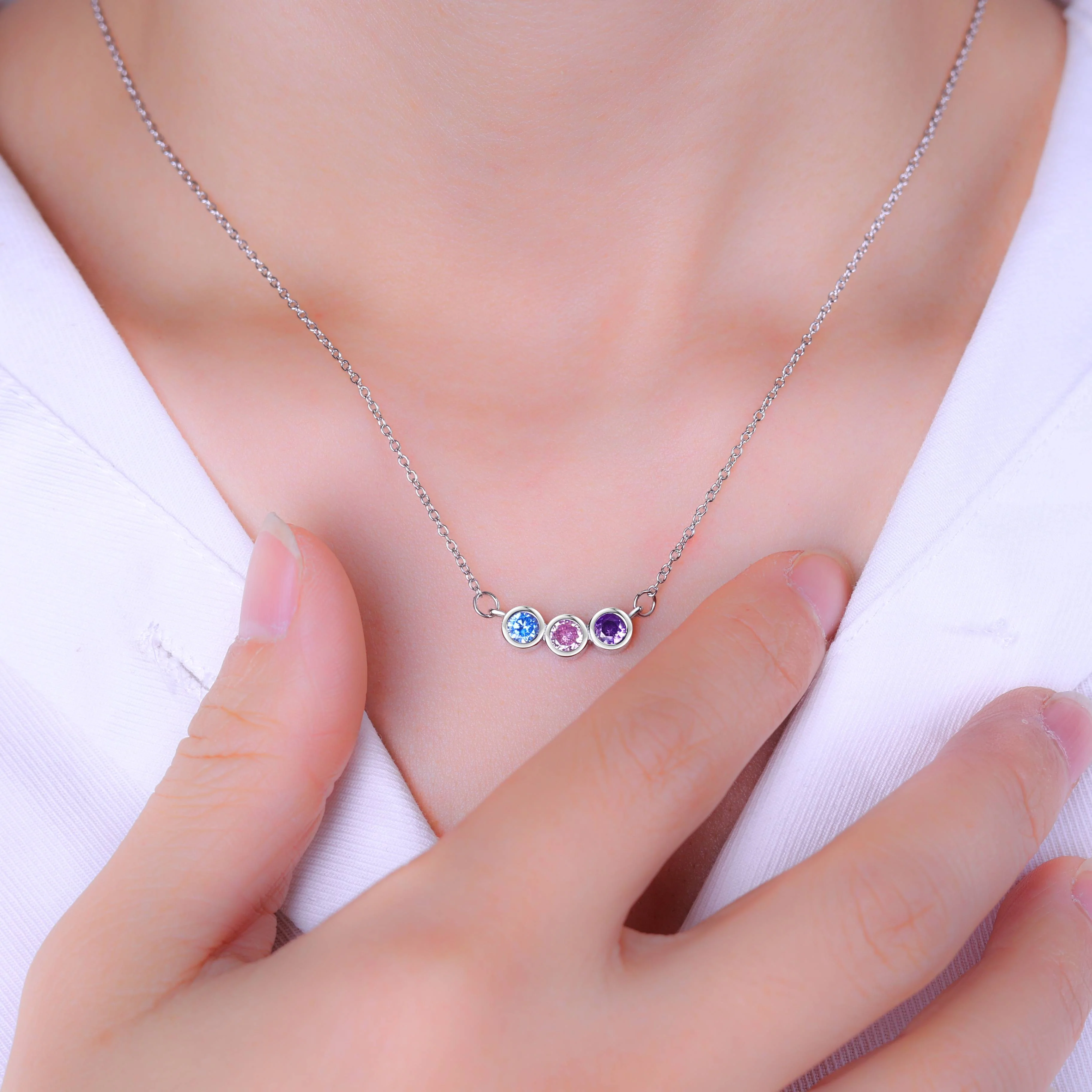 Dainty Family Birthstones Necklace - Image 24