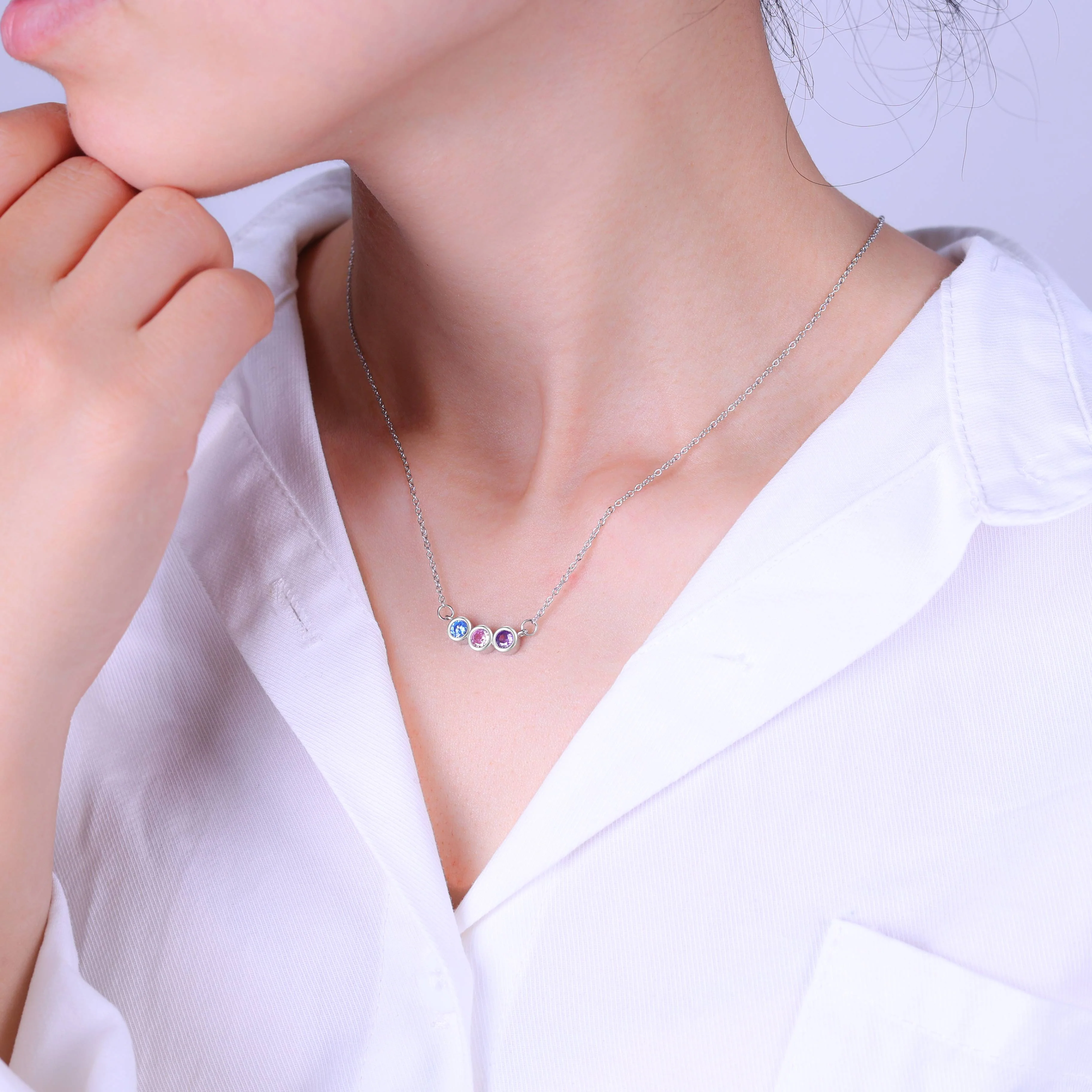Dainty Family Birthstones Necklace - Image 3