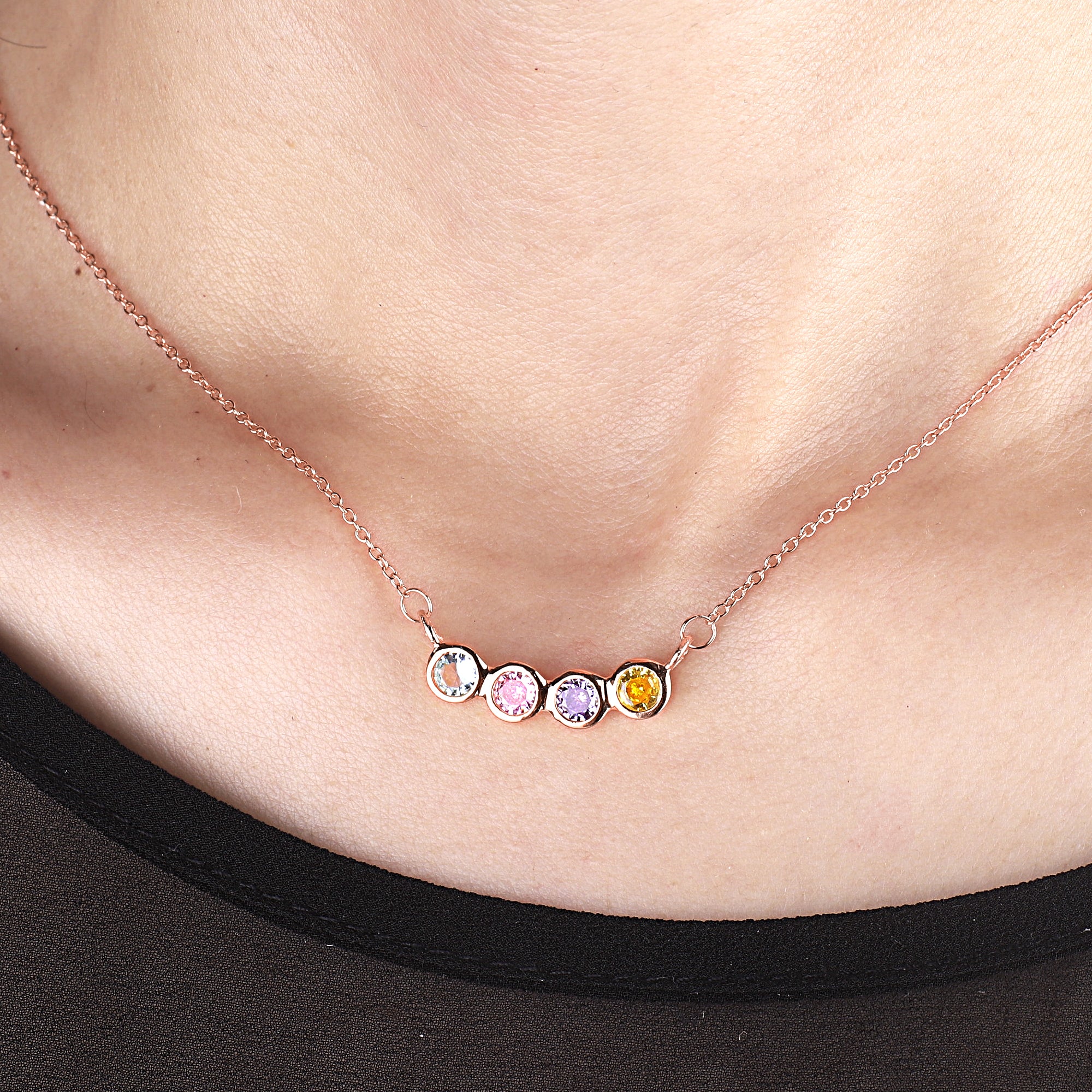 Dainty Family Birthstones Necklace - Image 4