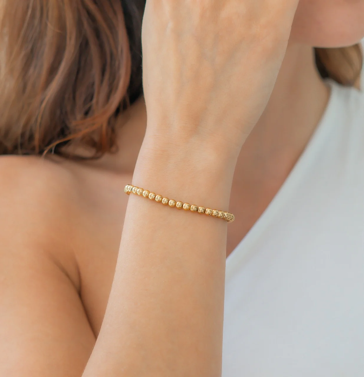 Dainty Gold Beaded Bracelet - Image 3