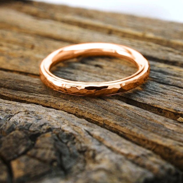 Dainty Hammered Band Spinning Fidget Ring - Image 13