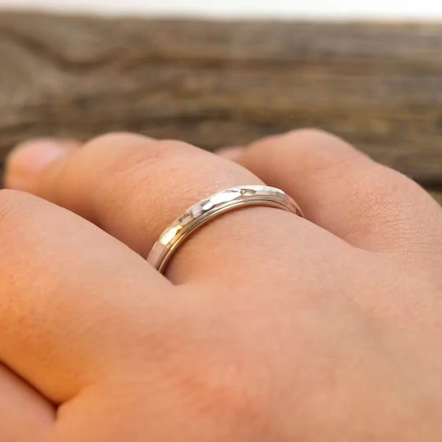 Dainty Hammered Band Spinning Fidget Ring - Image 14
