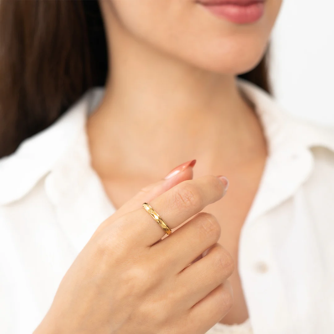 Dainty Hammered Band Spinning Fidget Ring - Image 30