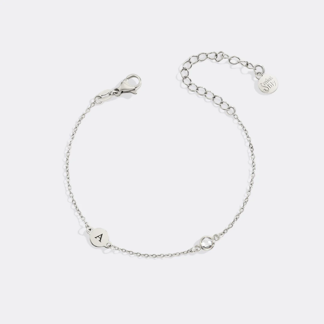 Dainty Initial and Birthstone Bracelet - Image 13