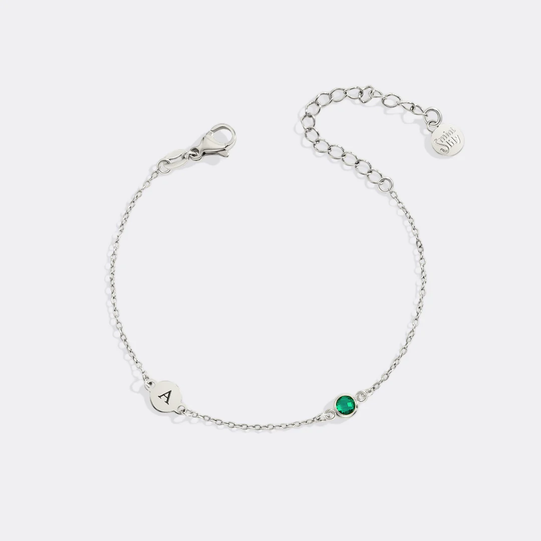 Dainty Initial and Birthstone Bracelet - Image 15