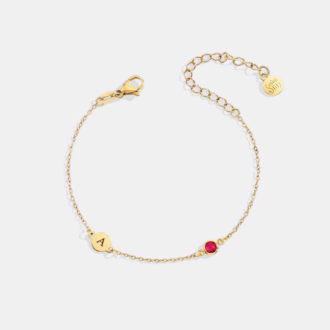 Dainty Initial and Birthstone Bracelet - Image 20