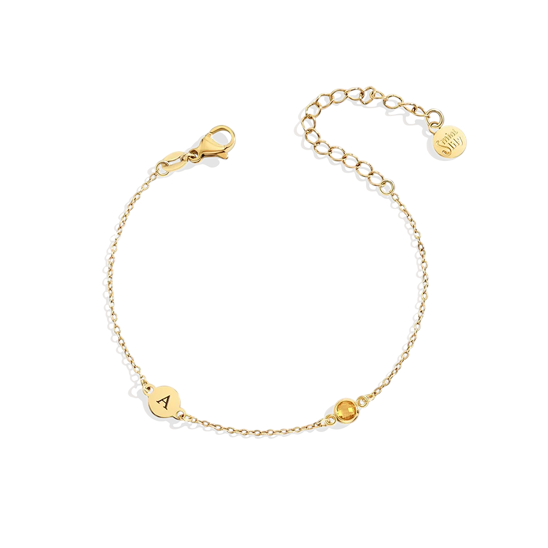 Dainty Initial and Birthstone Bracelet - Image 33