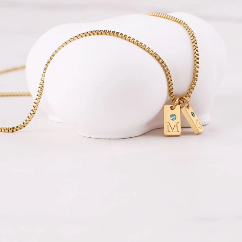Dainty Pave Tag Initial Necklace - Image 11