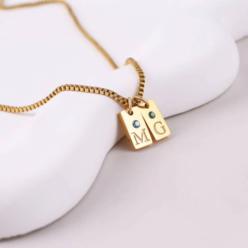 Dainty Pave Tag Initial Necklace - Image 13