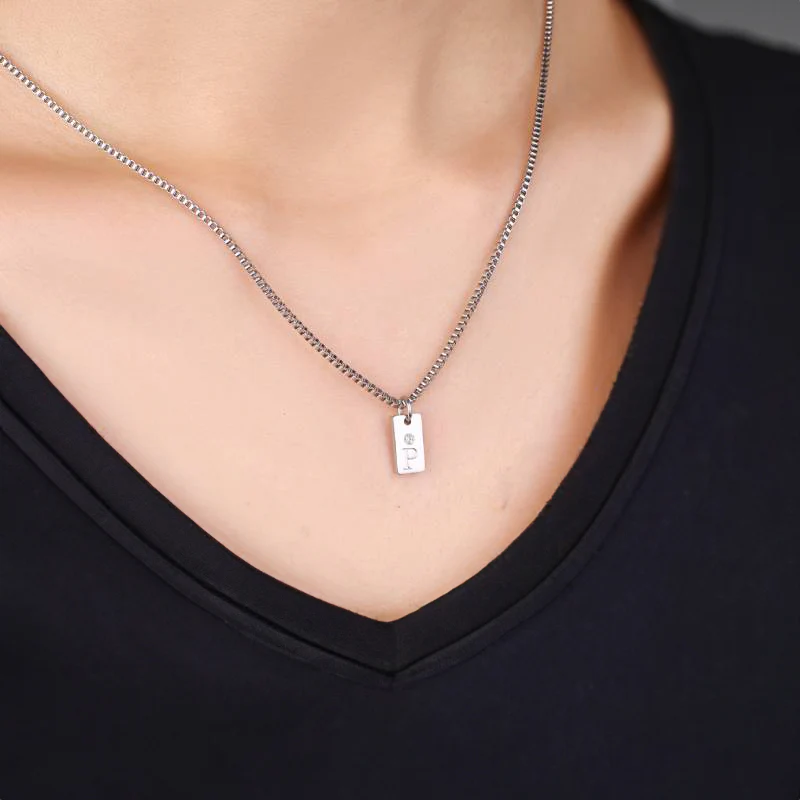 Dainty Pave Tag Initial Necklace - Image 4