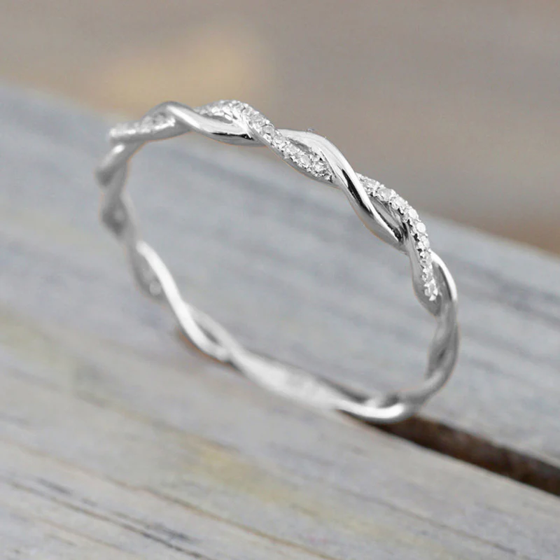 Dainty Pave Twist Stacking Ring - Image 14