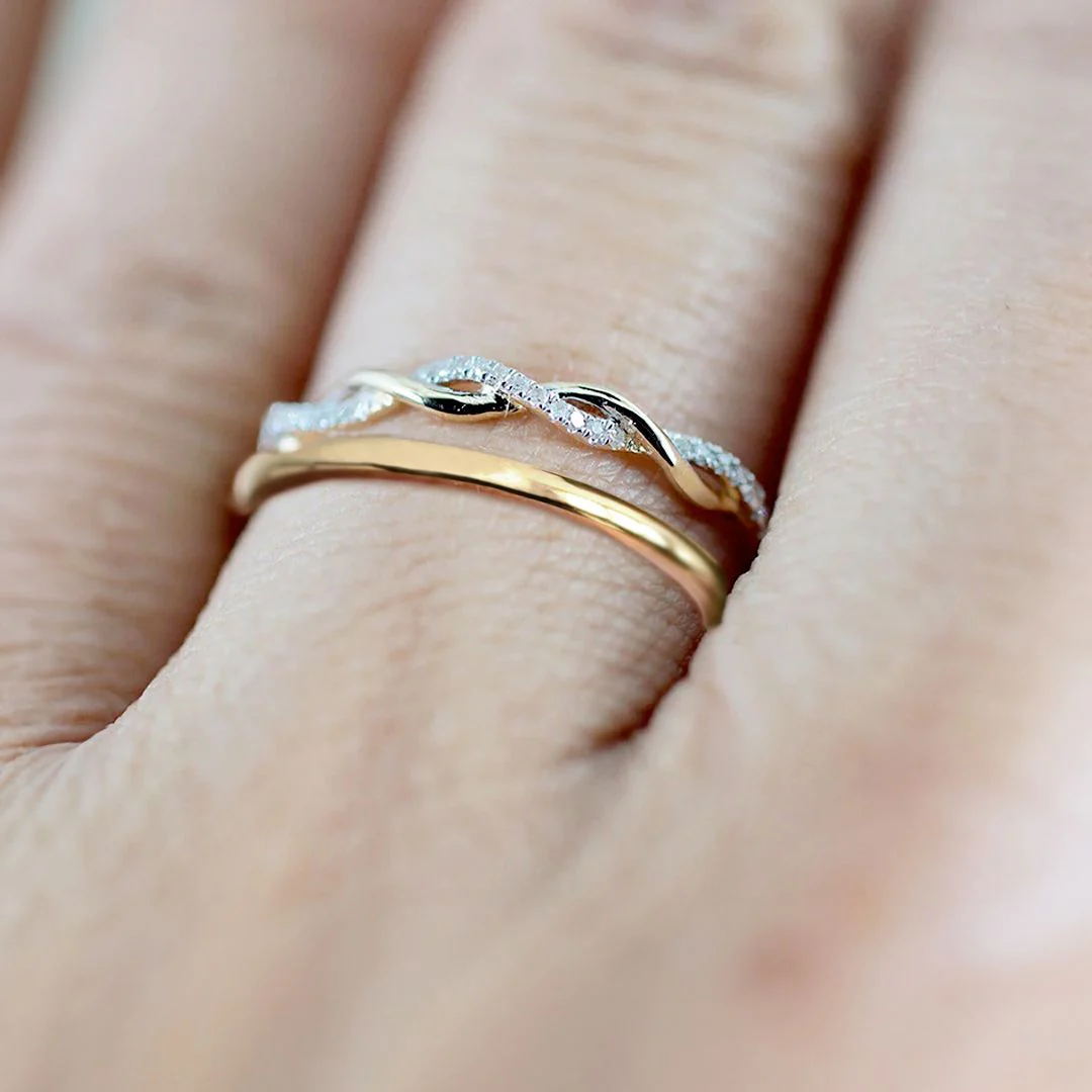 Dainty Pave Twist Stacking Ring - Image 15