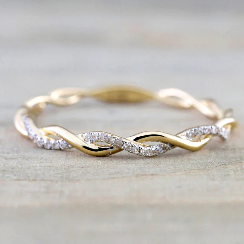 Dainty Pave Twist Stacking Ring - Image 18